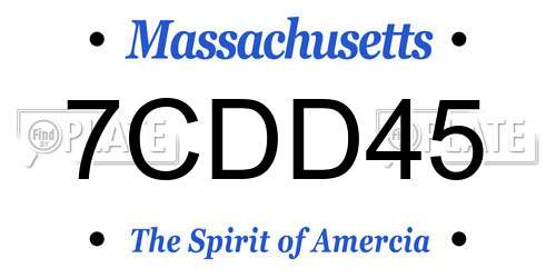 7CDD45 Massachusetts License Plate