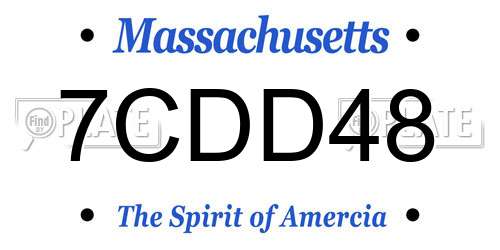 7CDD48 Massachusetts License Plate