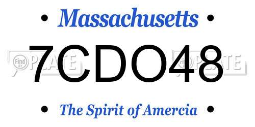 7CDO48 Massachusetts License Plate