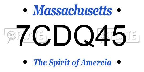 7CDQ45 Massachusetts License Plate