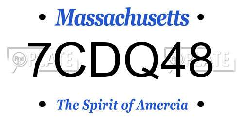 7CDQ48 Massachusetts License Plate