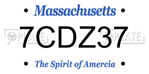 7CDZ37 Massachusetts License Plate