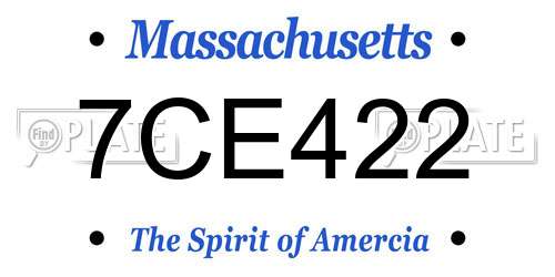 7CE422 Massachusetts License Plate