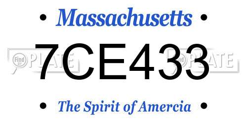 7CE433 Massachusetts License Plate