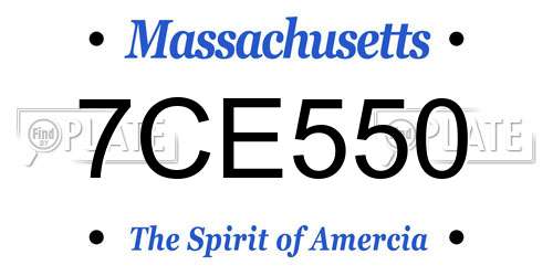 7CE550 Massachusetts License Plate