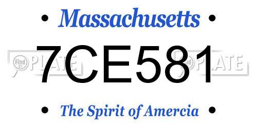 7CE581 Massachusetts License Plate
