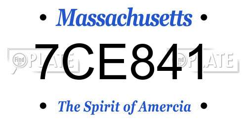 7CE841 Massachusetts License Plate