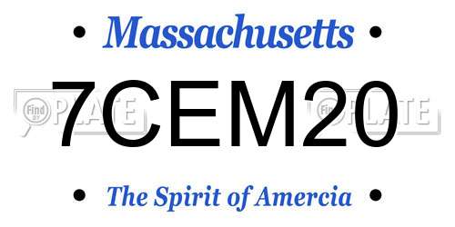 7CEM20 Massachusetts License Plate