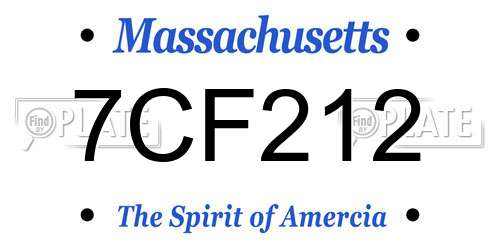 7CF212 Massachusetts License Plate