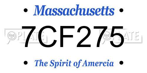 7CF275 Massachusetts License Plate