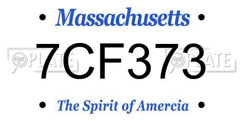 7CF373 Massachusetts License Plate