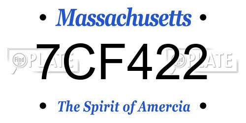 7CF422 Massachusetts License Plate