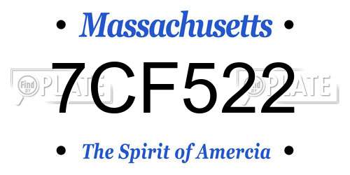 7CF522 Massachusetts License Plate