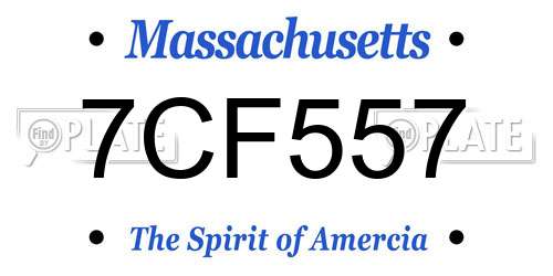7CF557 Massachusetts License Plate
