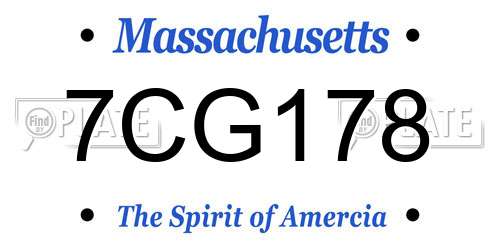 7CG178 Massachusetts License Plate