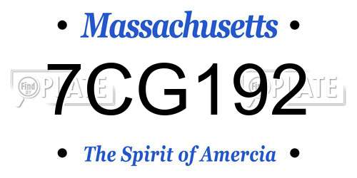 7CG192 Massachusetts License Plate