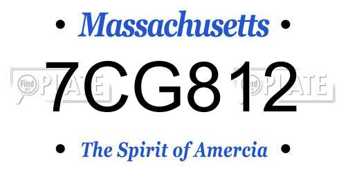 7CG812 Massachusetts License Plate