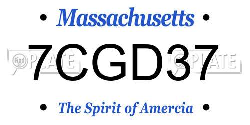 7CGD37 Massachusetts License Plate