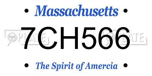 7CH566 Massachusetts License Plate