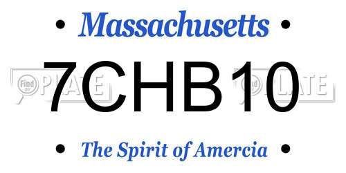 7CHB10 Massachusetts License Plate