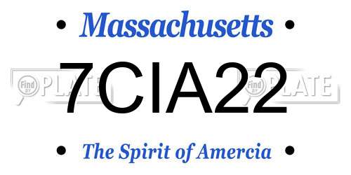 7CIA22 Massachusetts License Plate