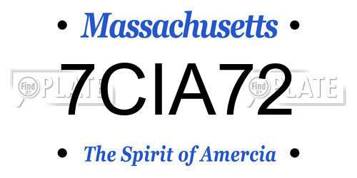 7CIA72 Massachusetts License Plate