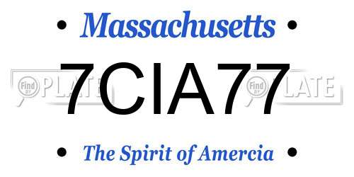 7CIA77 Massachusetts License Plate
