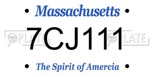 7CJ111 Massachusetts License Plate