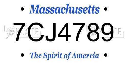 7CJ4789 Massachusetts License Plate