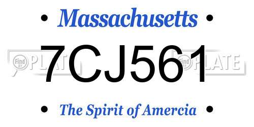 7CJ561 Massachusetts License Plate
