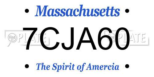 7CJA60 Massachusetts License Plate