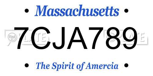 7CJA789 Massachusetts License Plate