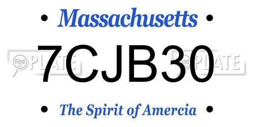 7CJB30 Massachusetts License Plate