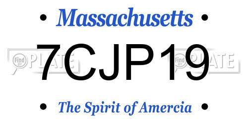 7CJP19 Massachusetts License Plate
