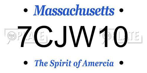 7CJW10 Massachusetts License Plate