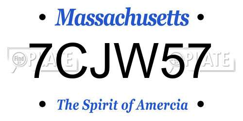 7CJW57 Massachusetts License Plate