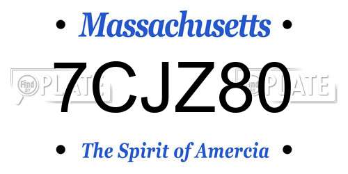 7CJZ80 Massachusetts License Plate