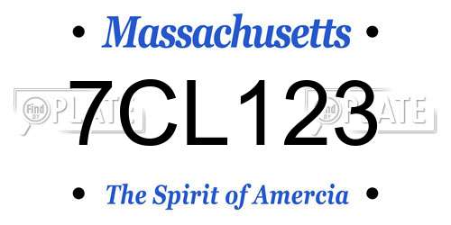 7CL123 Massachusetts License Plate