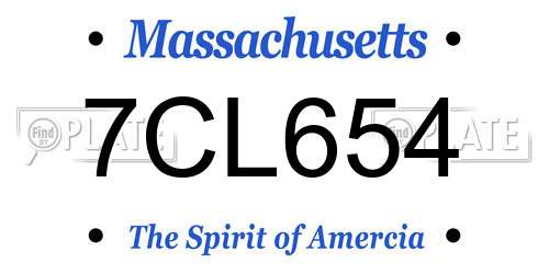 7CL654 Massachusetts License Plate