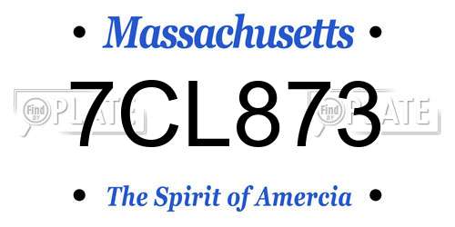 7CL873 Massachusetts License Plate