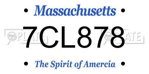 7CL878 Massachusetts License Plate