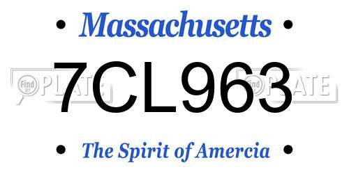 7CL963 Massachusetts License Plate