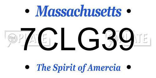 7CLG39 Massachusetts License Plate