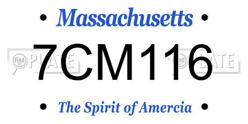 7CM116 Massachusetts License Plate