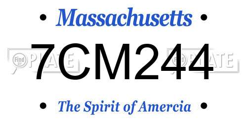 7CM244 Massachusetts License Plate