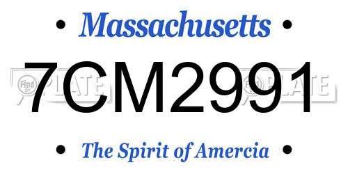 7CM2991 Massachusetts License Plate