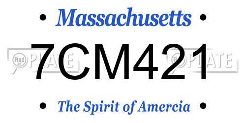7CM421 Massachusetts License Plate