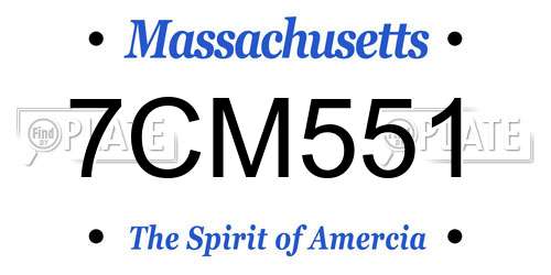7CM551 Massachusetts License Plate