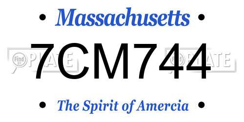 7CM744 Massachusetts License Plate