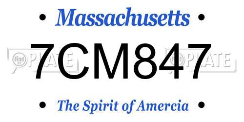 7CM847 Massachusetts License Plate